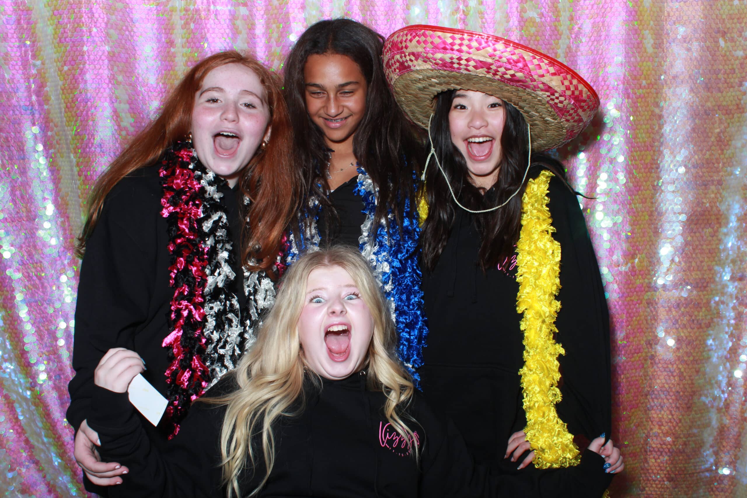 Philadelphia Photo Booth Rentals for Weddings, Mitzvahs & Parties 28 Bat Mitzvah guests creating keepsake photos with a luxury photo booth